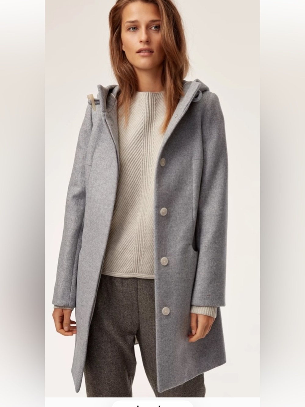 Size XS Babaton Light Gray Pearce Hooded Wool-Blend Trench Coat